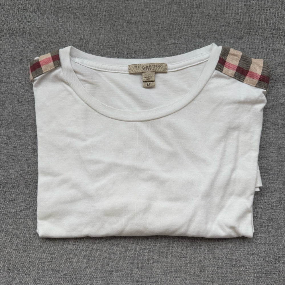 Men’s Burberry SS T-Shirt with Plaid Accents